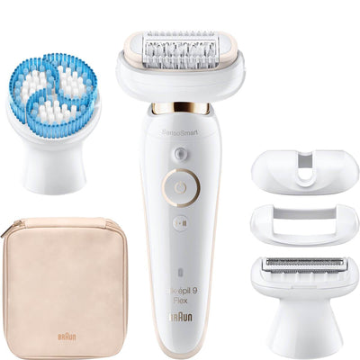 Braun Silk-épil 9 Flex 9-010 Epilator og de forskellige hoveder, samt rejsetaske